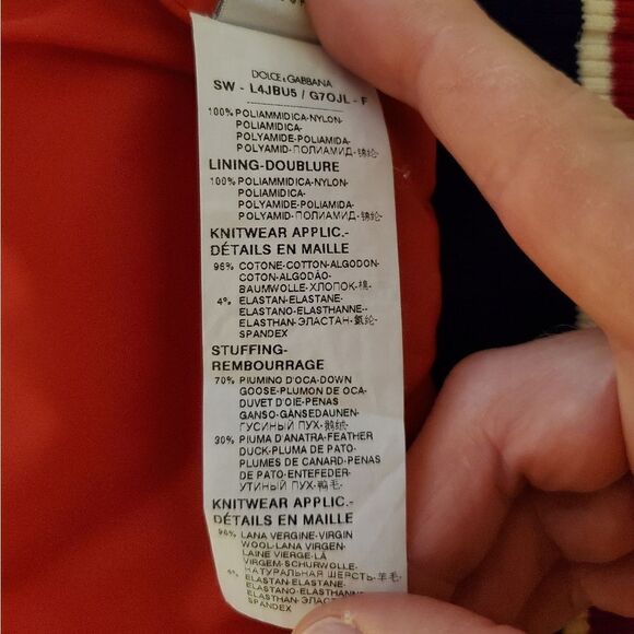 Dolce & Gabbana Kids Down Puffer Jacket - size 2 in Navy/Red - Picture 16 of 16